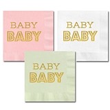 Metallic-Gold-Stamped BABY Shower Party Napkins (3 Colors)(Set of 25)