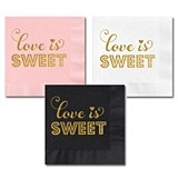 Gold-Stamped LOVE IS SWEET Party Napkins (3 Colors) (Set of 25)