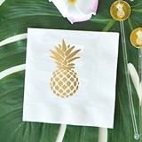 Metallic-Gold-Stamped Pineapple Design Napkins (2 Colors) (Set of 25)