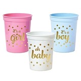Gold-Printed Oh Baby Shower Plastic Party Cups (3 Colors) (Set of 25)