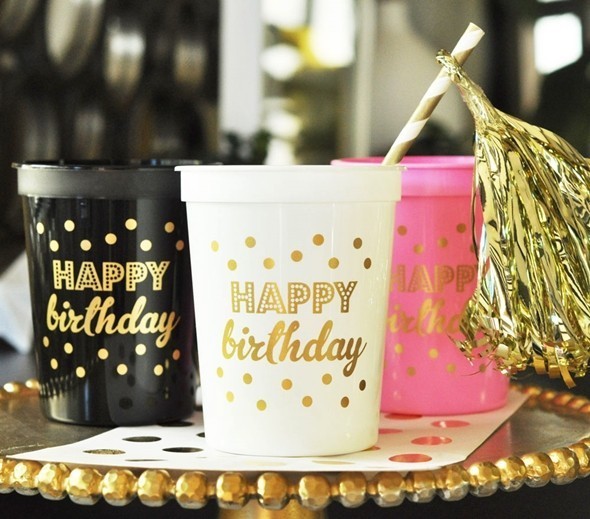 Custom Gold Monogram Styrofoam Cups