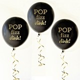 Event Blossom Black & Gold 'Pop Fizz Clink!' Party Balloons (Set of 3)