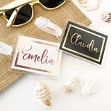 Event Blossom Personalized Metallic Foil Luggage Tag with Script Name