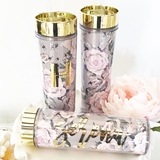 Personalized Rose Garden Tumbler w/ Gold Foil Script Name, Lid & Straw