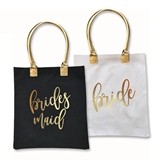 Event Blossom Gold Bridal Party Designation Canvas Tote Bag (3 Colors)