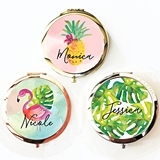 Event Blossom Tropical Beach Compact Mirror with Script Name