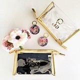 Event Blossom Personalizable Clear Vinyl Cosmetics Bag with Gold Edges