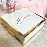 Event Blossom Personalized Gold-Bordered White Gift-Box w/ Insert Card