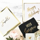 Personalized Gold-Bordered White Holiday Gift-Box with Insert Card