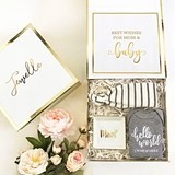 Gift Set for New Mom and Baby in Personalized White & Gold Gift Box