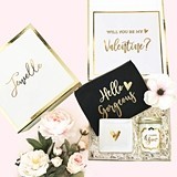 Will You Be My Valentine? Gift Set in Personalized Gold-Foil Gift-Box