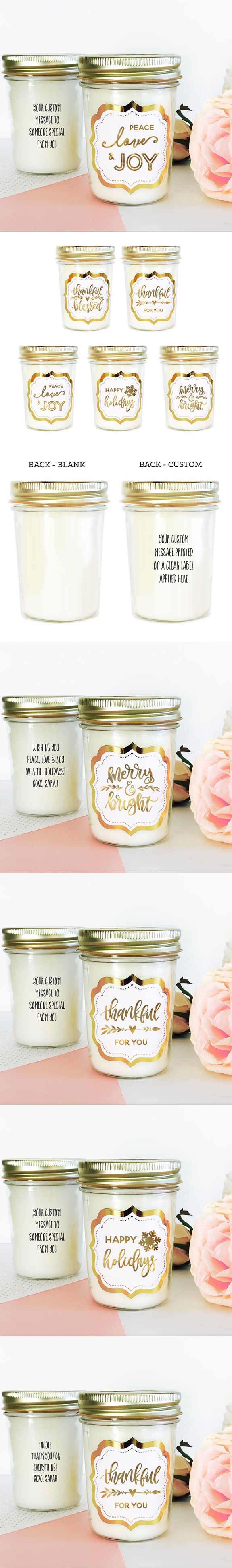 Event Blossom Personalizable Holiday Mason Jar Candle (5 Designs)