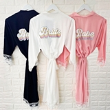 Event Blossom Retro Wedding Babe or Bride Design Cotton Lace Robes