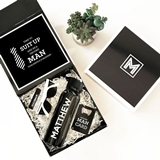 Six-Piece Groomsman Gift Set in Square Black Monogram Gift-Box