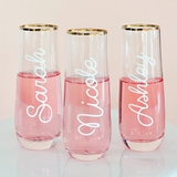 Event Blossom Personalized Stemless Flutes with White Script Name