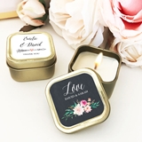 Event Blossom Floral Garden Designs Gold-Colored Square Candle Tins