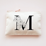 Event Blossom 100% Cotton Bohemian Floral Monogram Makeup Bag