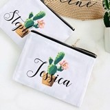 Event Blossom Personalized Fiesta Cactus Design Canvas Cosmetic Bag