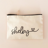 Event Blossom Personalized Cosmetic Bag with Script Name and Heart