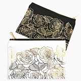Canvas Cosmetic Bag with Gold Foil Rose Garden Motif (2 Colors)
