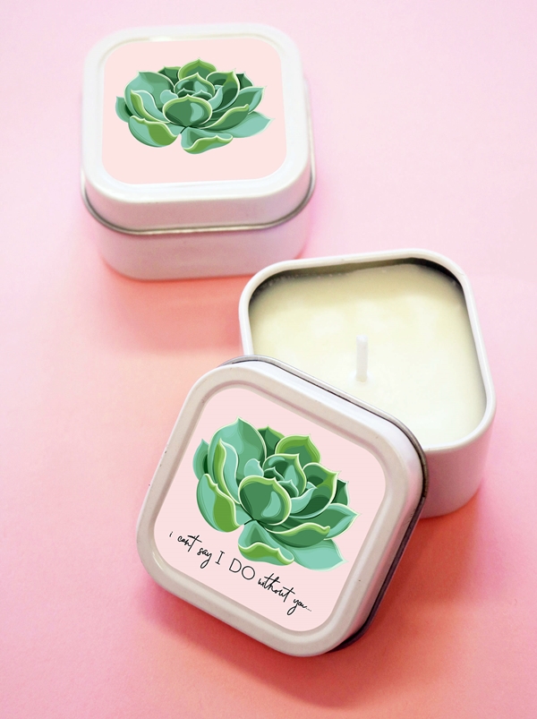 Can't Say I DO Without You Succulent Design Candle Tins (Set of 12)