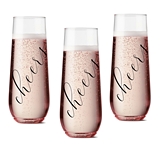 Event Blossom 'Cheers' Shatterproof Stemless Flutes (Set of 6)