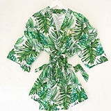 Event Blossom Monogrammable Tropical Palm Leaf Motif Cotton Robe