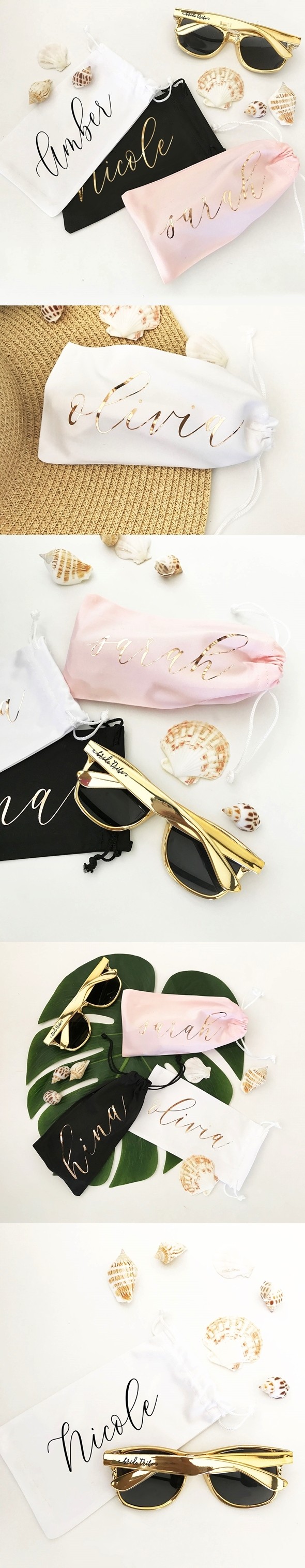 Event Blossom Personalized Sunglasses Pouch with Modern Script Name
