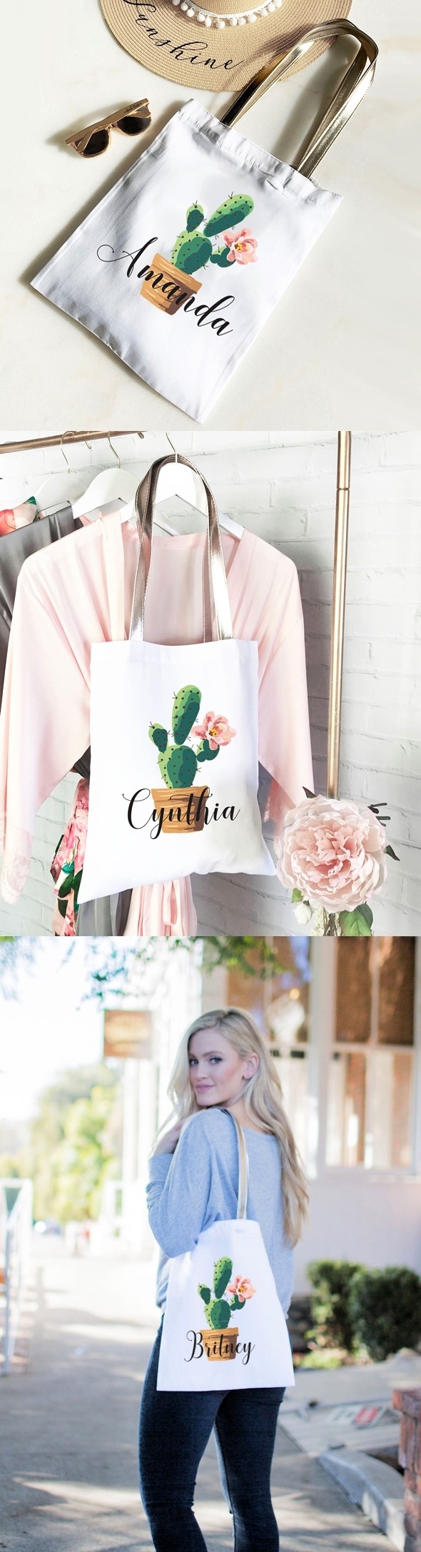 Event Blossom Personalized Fiesta Cactus Design Tote Bag