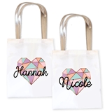 Event Blossom Personalized Geo Heart Design Tote Bag with Script Name