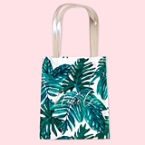 Event Blossom Personalized Palm Leaf Pattern Tote Bag with Script Name