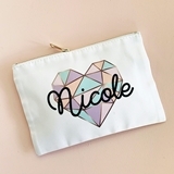 Event Blossom Personalized Geo Heart Design Makeup Bag w/ Script Name