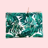 Event Blossom Personalized Palm Leaf Pattern Canvas Cosmetic Bag