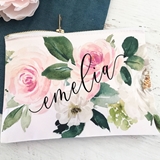 Event Blossom Personalized Spring Rose Design Canvas Cosmetic Bag