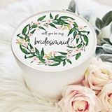 Event Blossom Bridal Party Wreath Design Personalized Round Gift Box