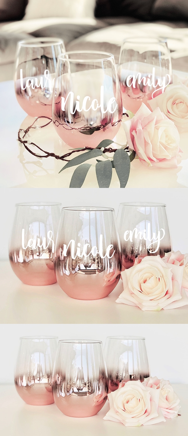 Bridal Party Stemless Wine Glass