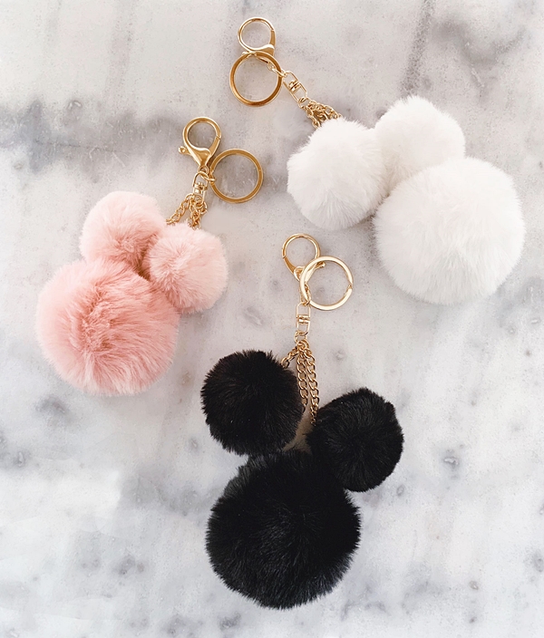 Event Blossom Faux-Fur Pom Pom Keychain (3 Colors)