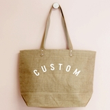 Event Blossom Personalized Jute Tote Bag with Curved Letters (2 Sizes)