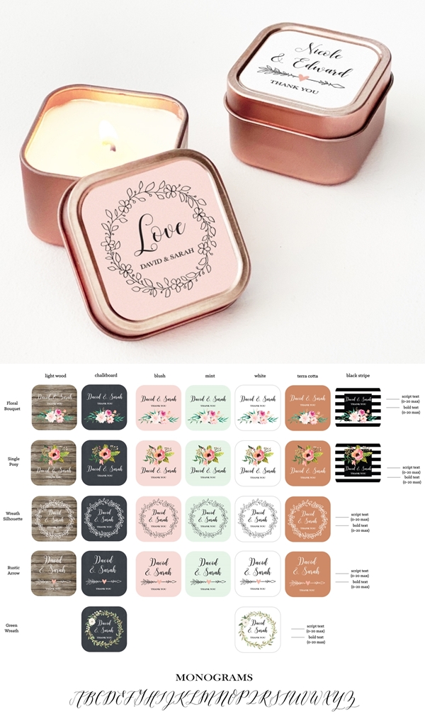 Event Blossom Floral Garden Designs Rose Gold-Colored Candle Tins