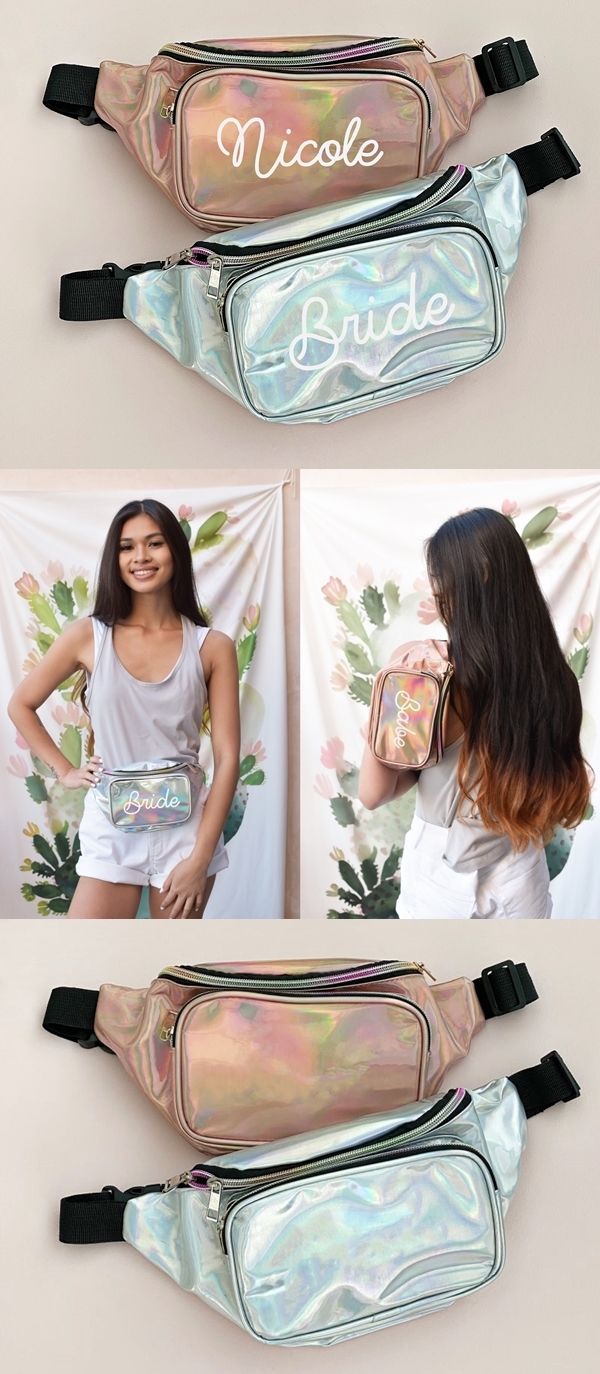 Event Blossom Personalizable Metallic Fanny Pack (Bride/Babe/Name)