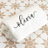 Event Blossom Personalizable Sherpa Blanket with Pretty Black Script