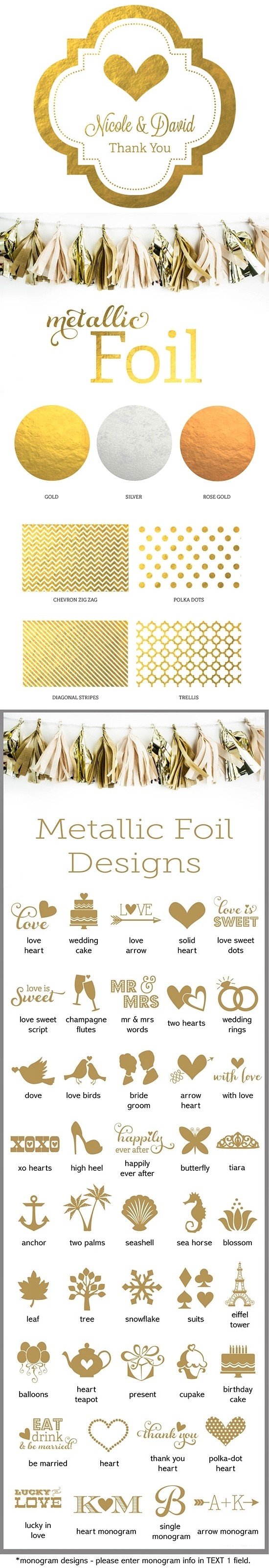 Personalized Metallic Foil Mini Favor Labels