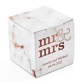 Miniature Custom Printed Square Cardstock Favor Box - Mr & Mrs Design