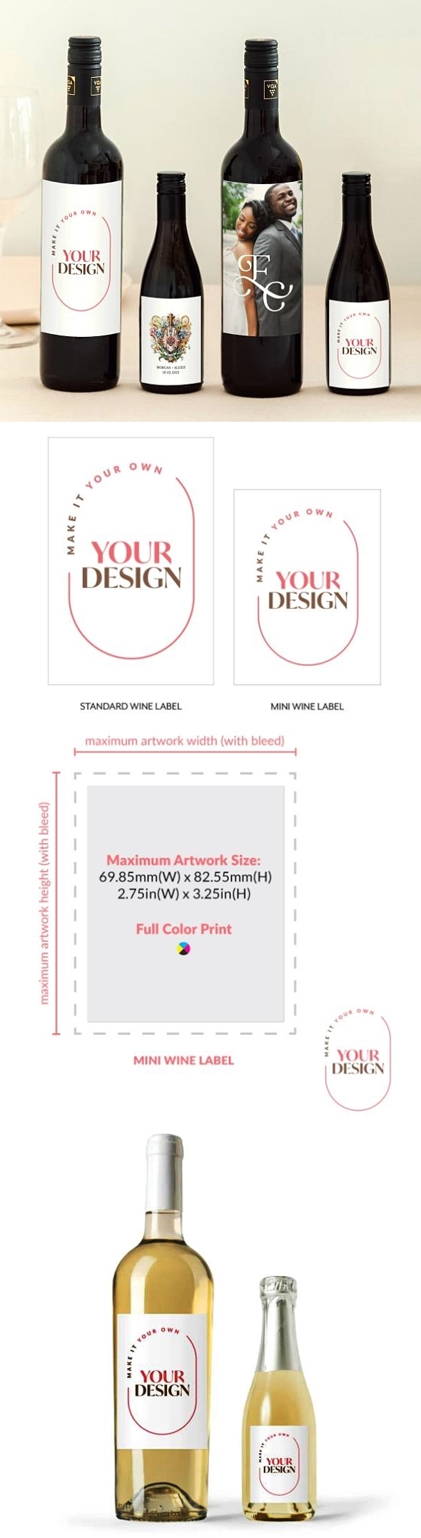 Custom 'Your Design' or Company Logo Wine Bottle Label Sticker