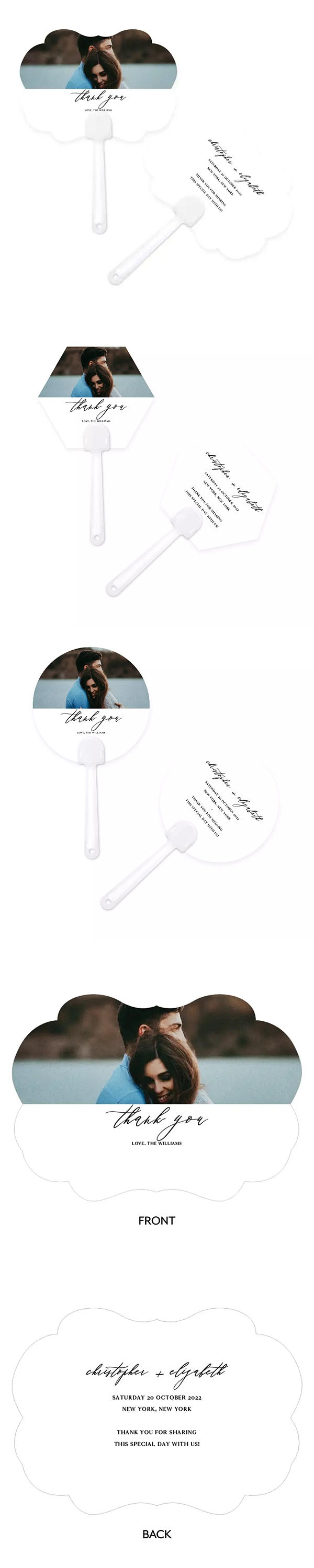 Personalized Photo-Printed Hand Fan - Scripted Beginnings (3 Shapes)