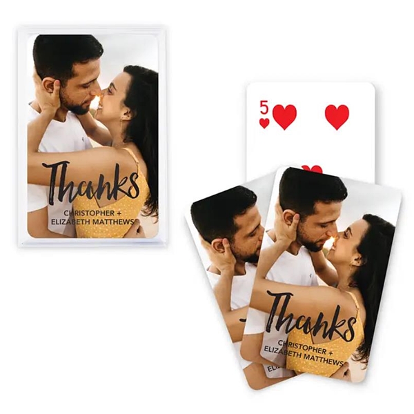 Custom Photo-Printed Playing Card Favors - Handwritten Elegance