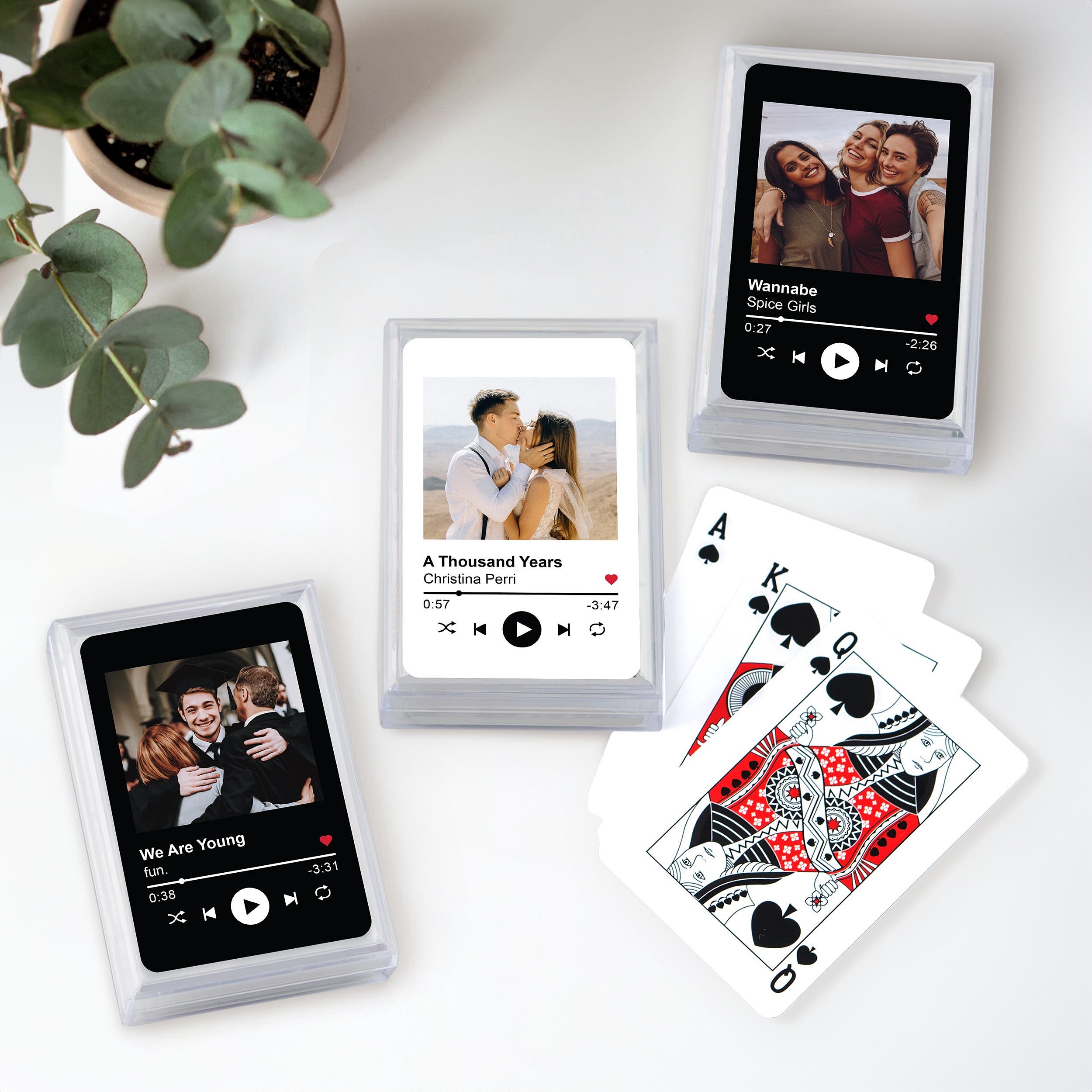 Custom Photo-Printed Playing Card Favors - Music Player Design