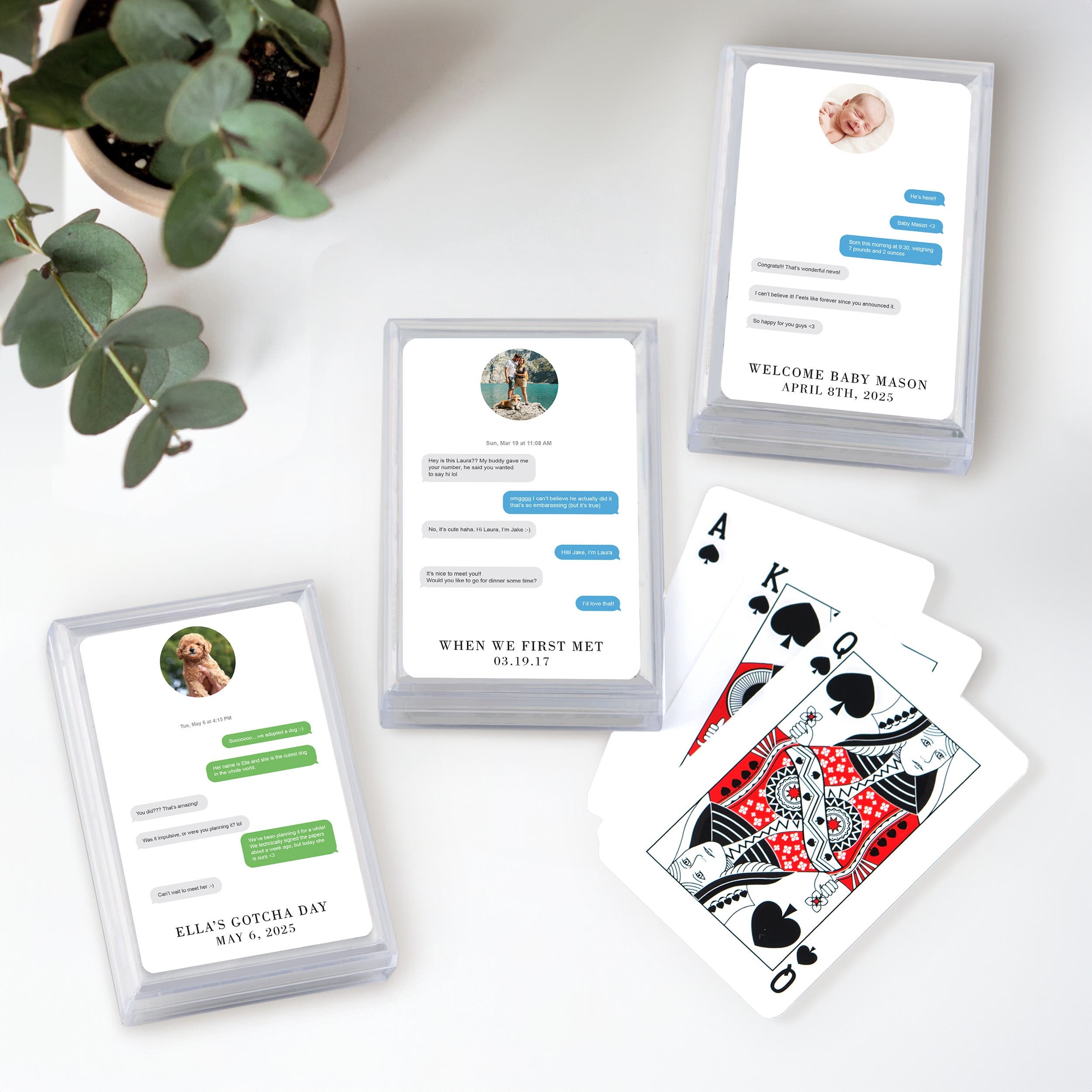 Custom Photo-Printed Playing Card Favors - Text Messages Design