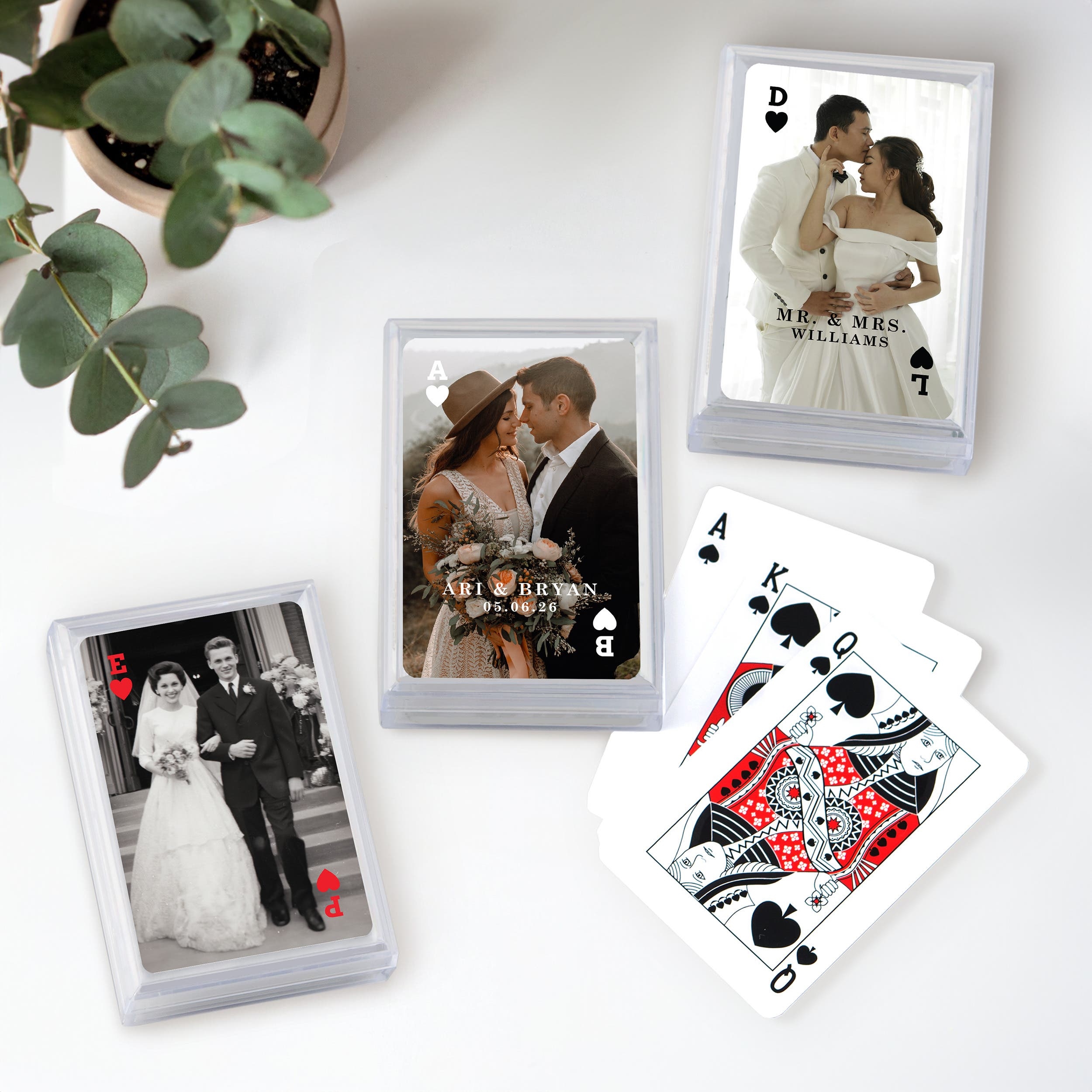 Custom Photo-Printed Playing Card Favors - Card Suits Monogram Design