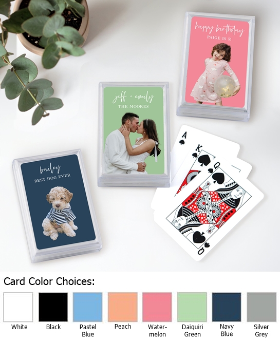 Custom Photo-Printed Playing Card Favors - Focal Point Design (8 Colors)